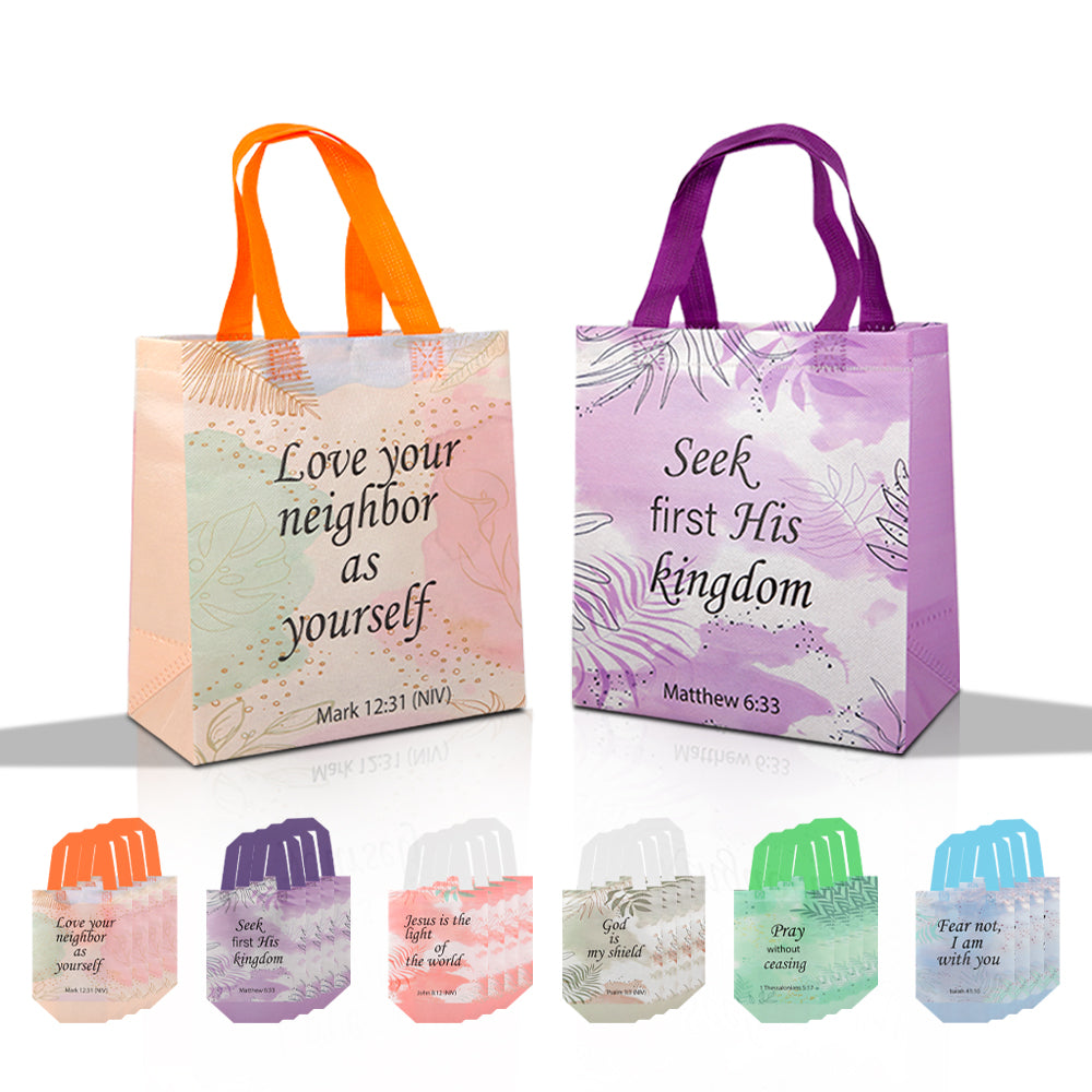 18/36pcs Religious Gift Bags with Bible Verses, Inspirational Christian Bags for Easter, Baptism, Church Party Favors