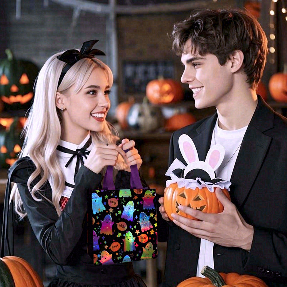 16/32pcs Halloween Party Favor Bags, Reusable Trick or Treat Tote Bags for Kids, Assorted Pumpkin Ghost Bat Designs