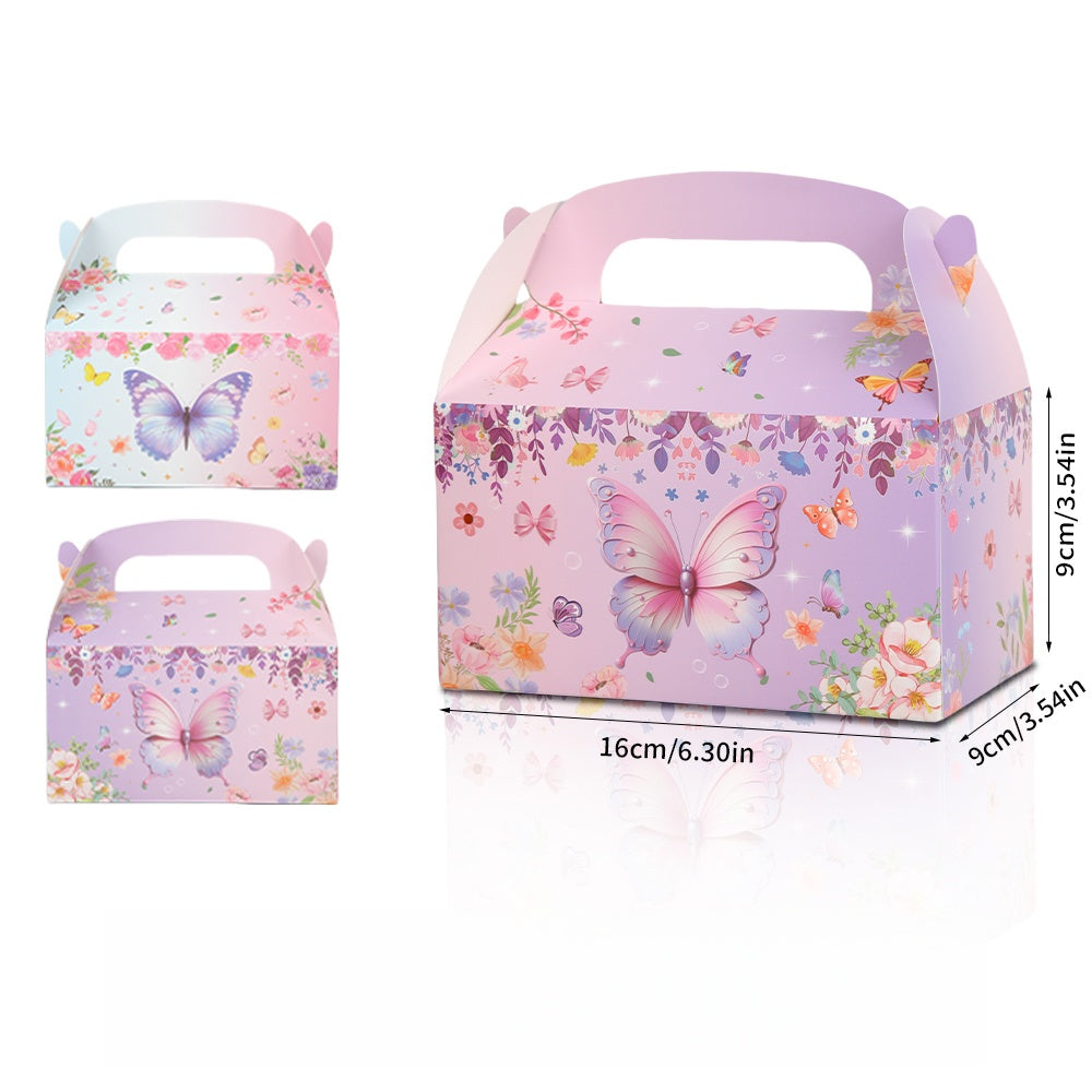 16/32pcs Butterfly Favor Boxes, Pastel Floral Party Gift Boxes for Wedding, Birthday, Baby Shower, Easter Candy Boxes with Handle