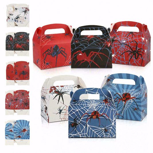16/32pcs Halloween Spider Candy Boxes, Paper Gift Boxes for Kids' Parties, Halloween Gift Packaging Boxes with Handles