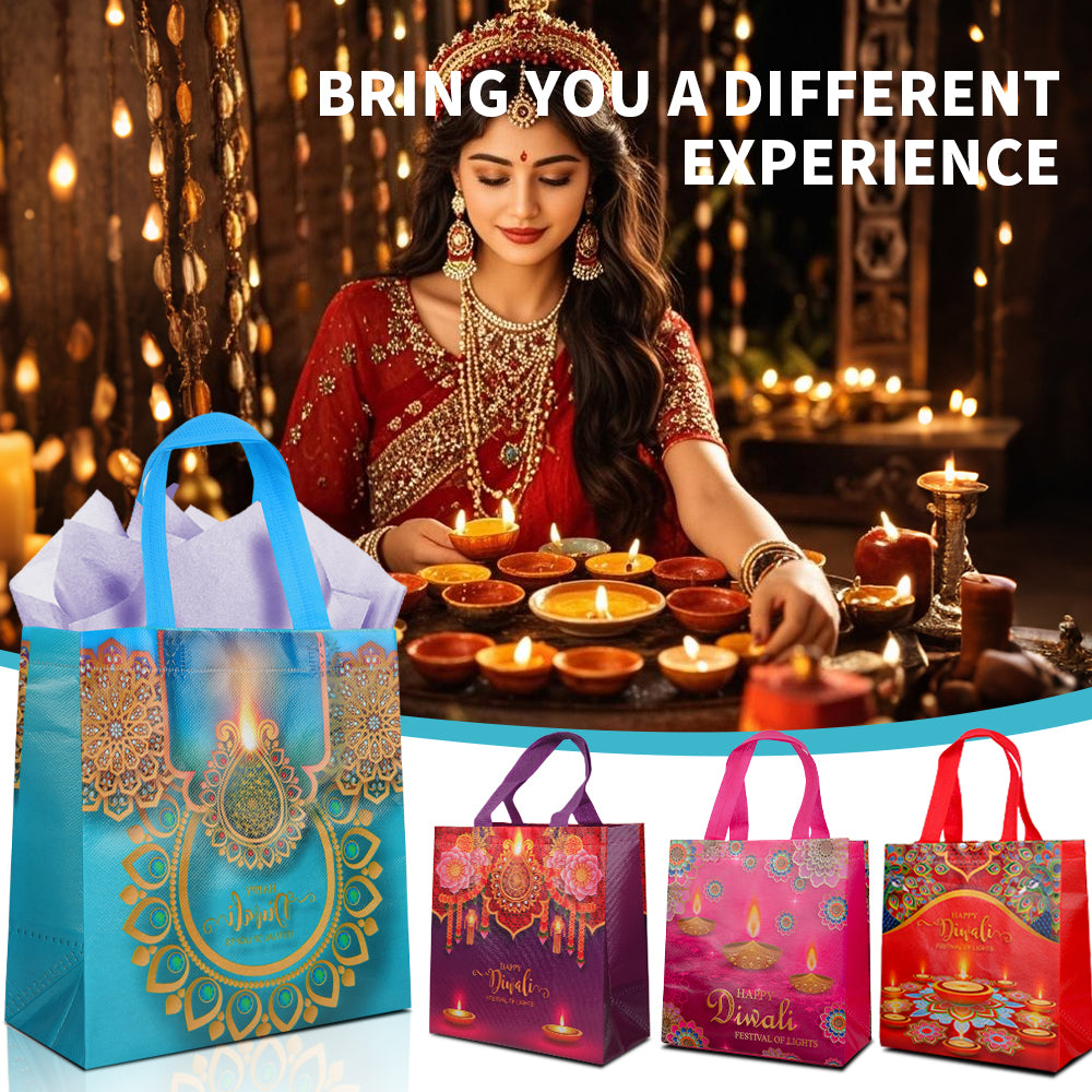 20/40pcs Happy Diwali Gift Bags, Diwali Party Favor Bags, Reusable Non-Woven Tote Bags for Festival of Lights, Diwali Return Gift Pouches