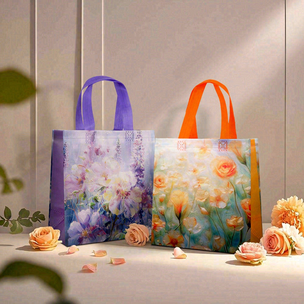 20/40pcs Floral Gift Bags with Handles, Watercolor Flower Bags for Birthday, Mother's Day, Wedding Party Favor Bags