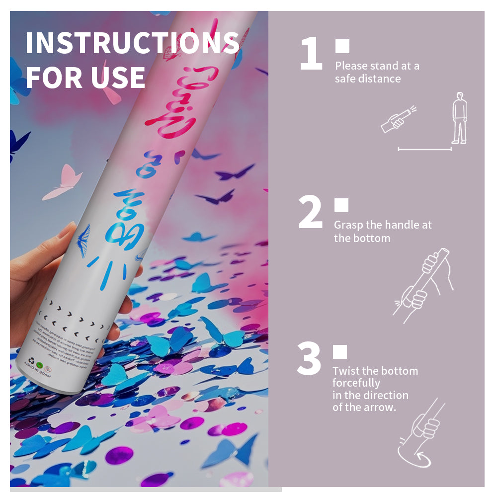 6/12pcs Gender Reveal Confetti Cannons, Pink and Blue Boy or Girl Party Poppers for Baby Shower Reveal Party Supplies, Fun Celebration Favors