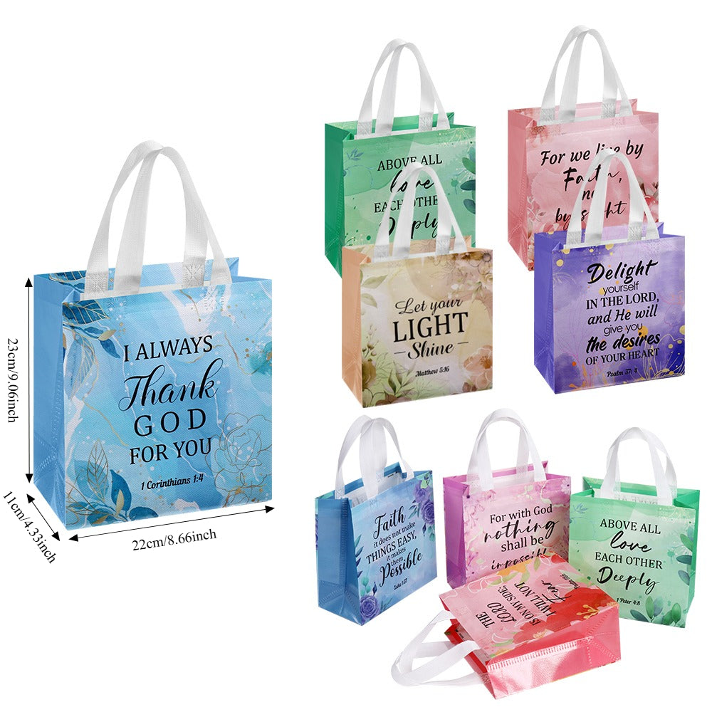 16/40pcs Christian Gift Bags with Handles Bible Verse Church Baptism Party Bags Reusable Inspirational