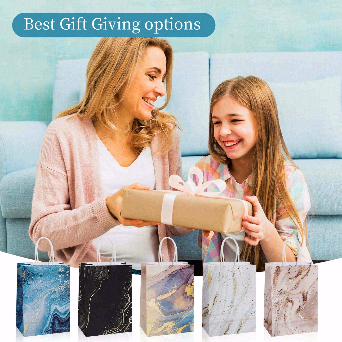 20/40pcs Marble Gift Bags,Luxury Marble Party Favor Bags for Wedding Bridal Shower Birthday Holiday, Blue Black Pink Gold Design,