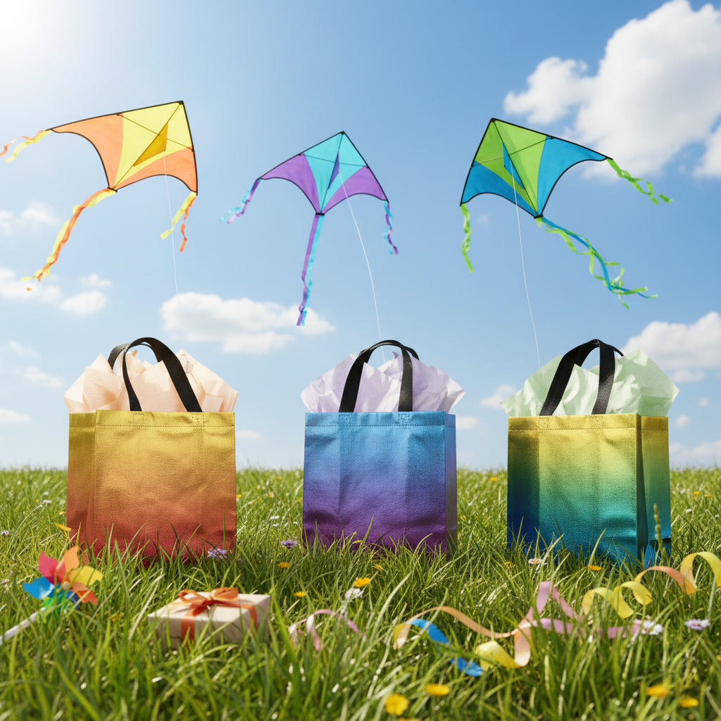 16/32pcs Holographic Gift Bags, Laser Rainbow Gradient Non-Woven Tote Bags with Handles for Birthday, Wedding, Christmas Party Favor Supplies