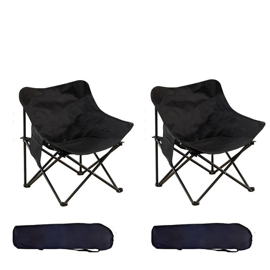 2 Piece Portable Camping Chairs, Lightweight Folding Camp Chairs with Carry Bag for Outdoor, Beach, Picnic, Tailgate(Black)
