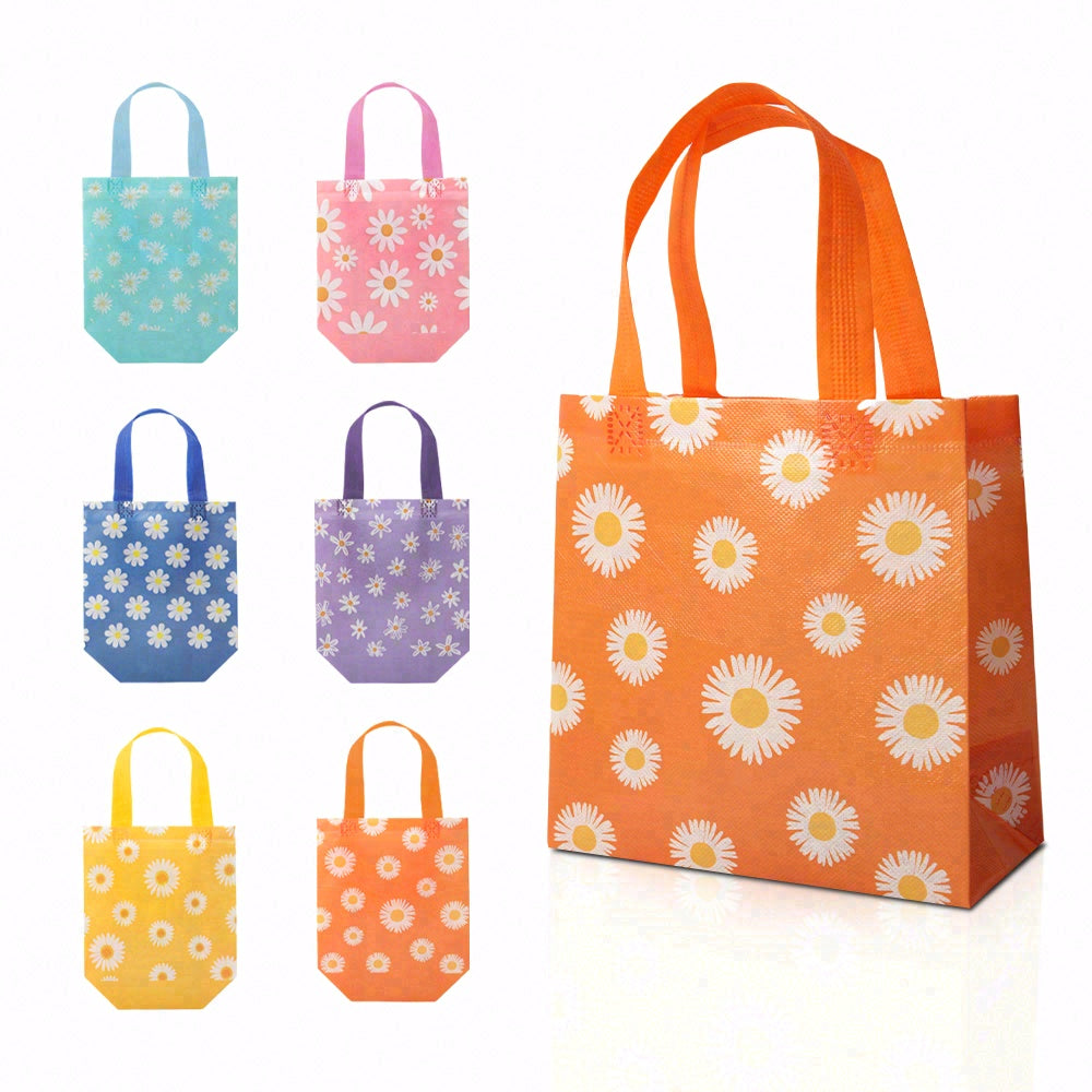 24/48pcs Daisy Gift Bags, Small Reusable Tote Bags for Birthday Party Favor, Wedding Goodie Bags