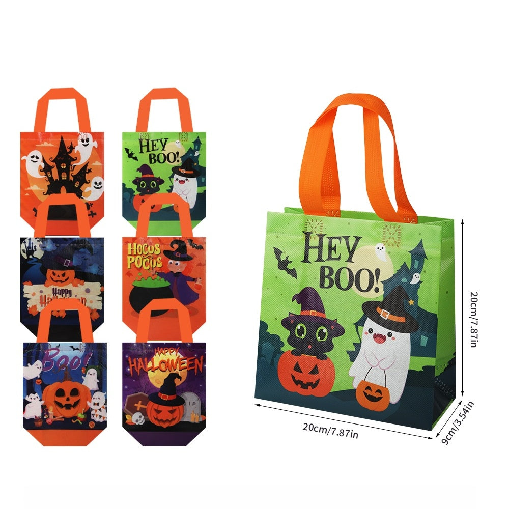 24/48pcs Halloween Goodie Bags, Trick or Treat Bags for Kids, Halloween Party Favors, Candy Bags, Non-Woven Reusable Gift Bags for Halloween Party Supplies