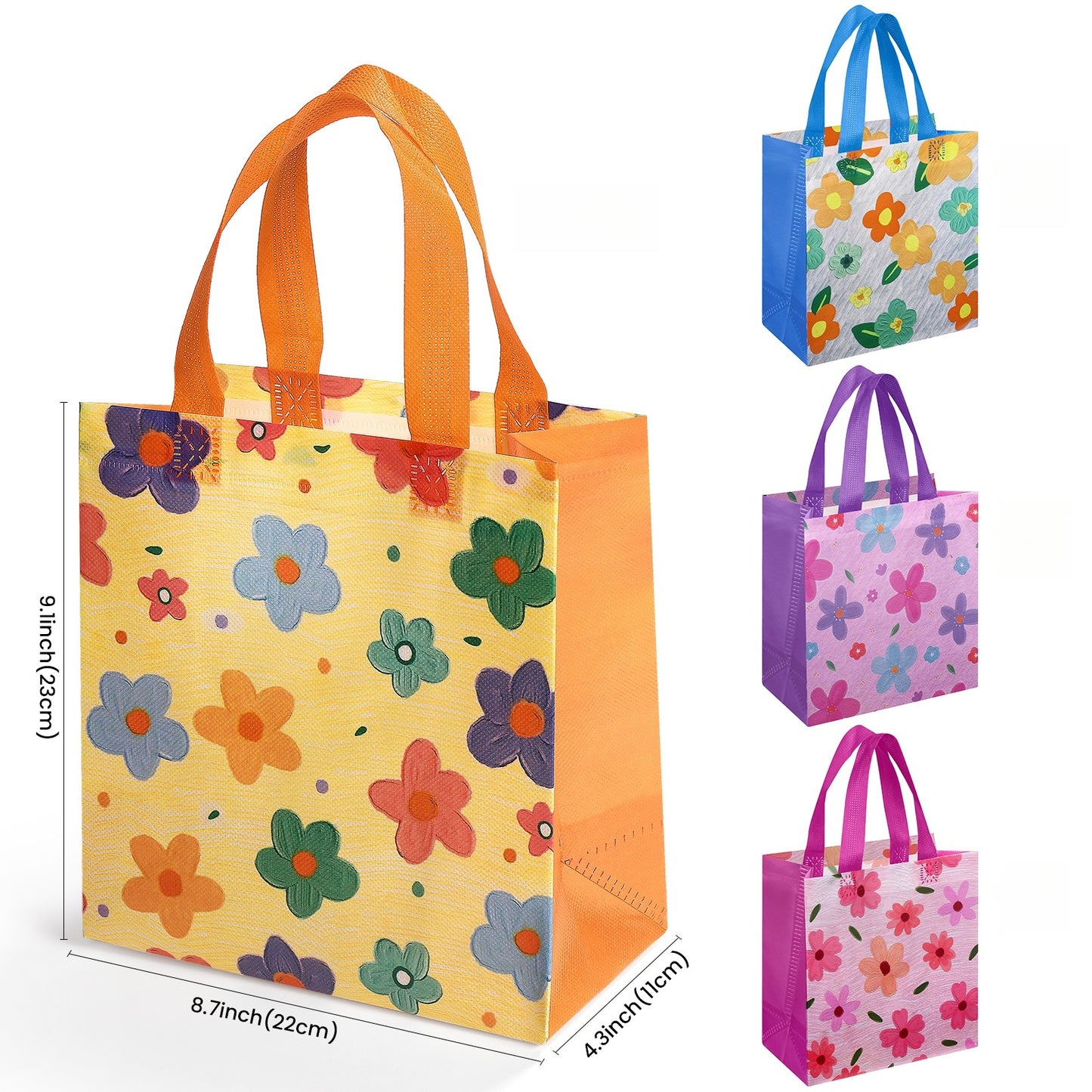 20/40pcs Floral Gift Bags, Small Flower Tote Bags for Birthday Party Favors, Cute Spring Wedding Gift Totes