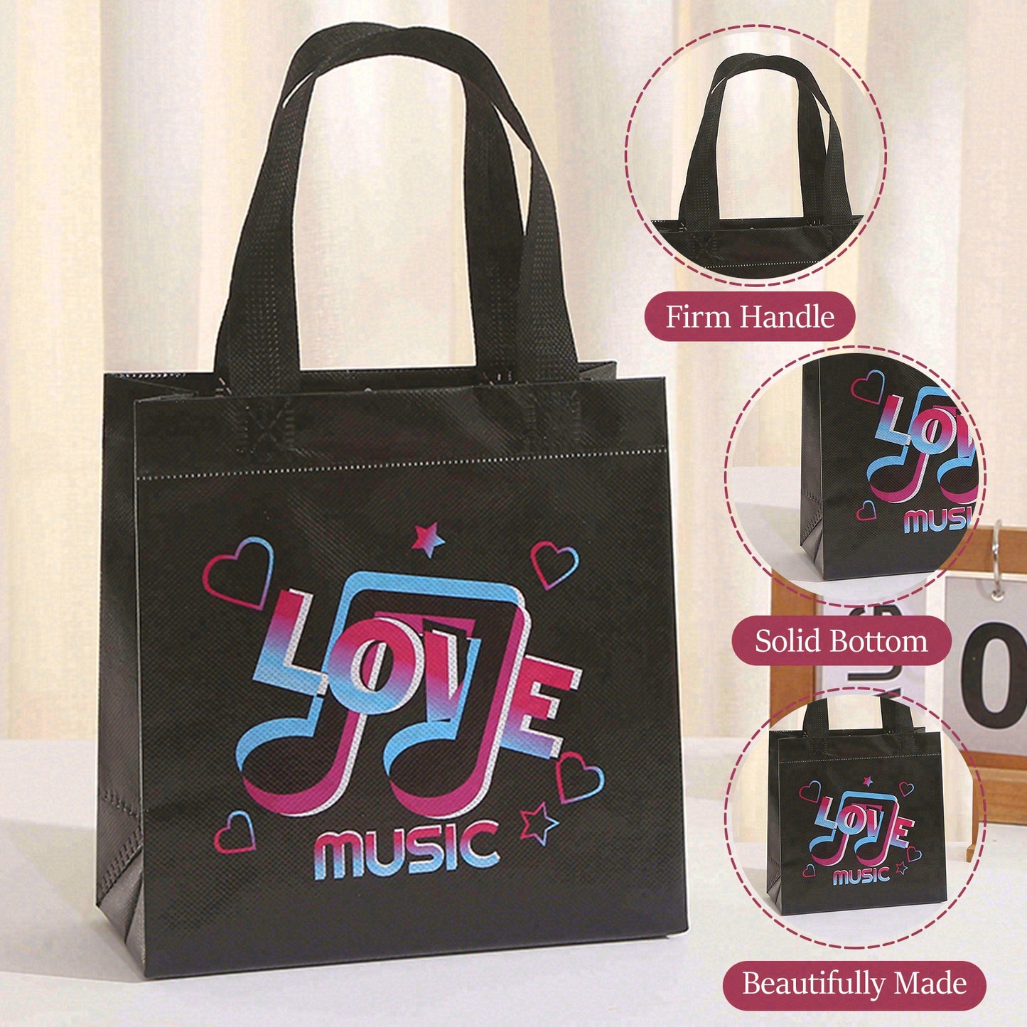 25pcs Music Theme Non-Woven Gift Bags for Birthday Party, KTV, and Concert  "It's Show Time" & "Superstar" Design