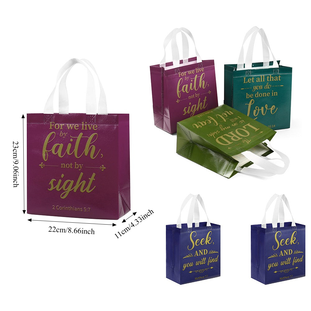16/40pcs Christian Bible Verse Gift Bags, Reusable Plastic Tote for Church, Baptism, Communion, Party Favor