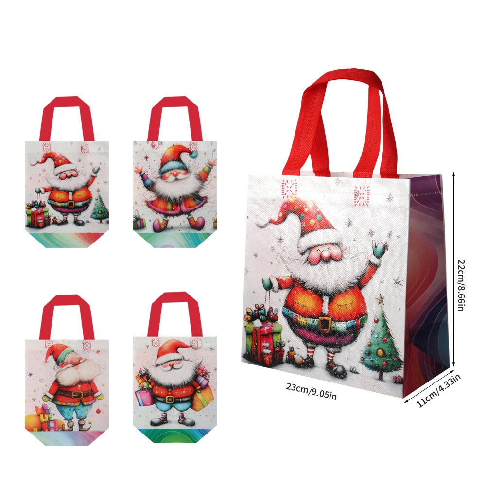 20/40pcs Christmas Gift Bags with Santa Claus Design, Non Woven Reusable Holiday Party Favor Bags for Kids