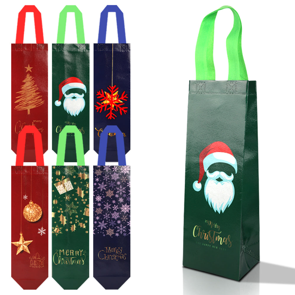 20pcs Christmas Wine Bag for Bottle, Reusable Non-woven Wine Bottle Carrier, Santa Claus Design, Christmas Party Supplies, Gift Bag for Wine Lovers