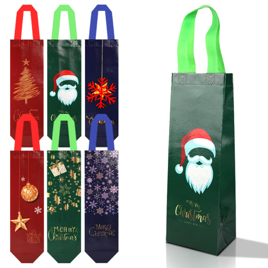 20pcs Christmas Wine Bag for Bottle, Reusable Non-woven Wine Bottle Carrier, Santa Claus Design, Christmas Party Supplies, Gift Bag for Wine Lovers