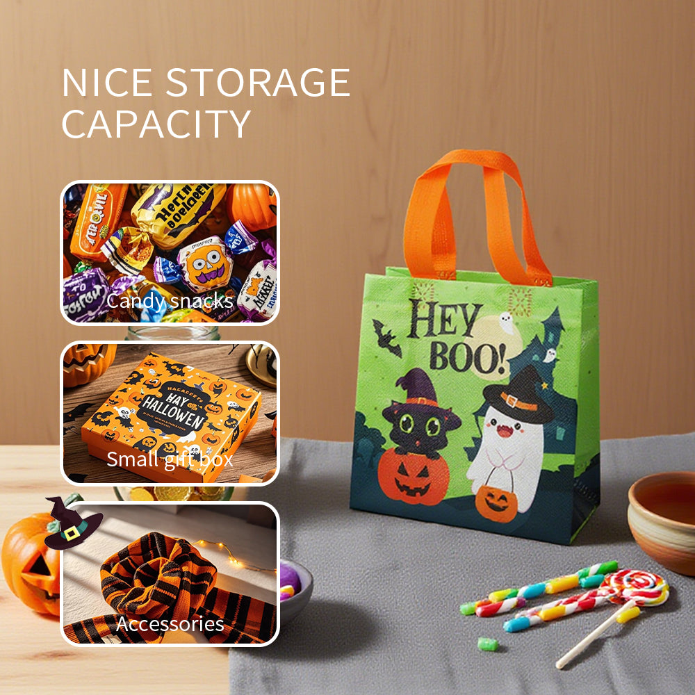 24/48pcs Halloween Goodie Bags, Trick or Treat Bags for Kids, Halloween Party Favors, Candy Bags, Non-Woven Reusable Gift Bags for Halloween Party Supplies