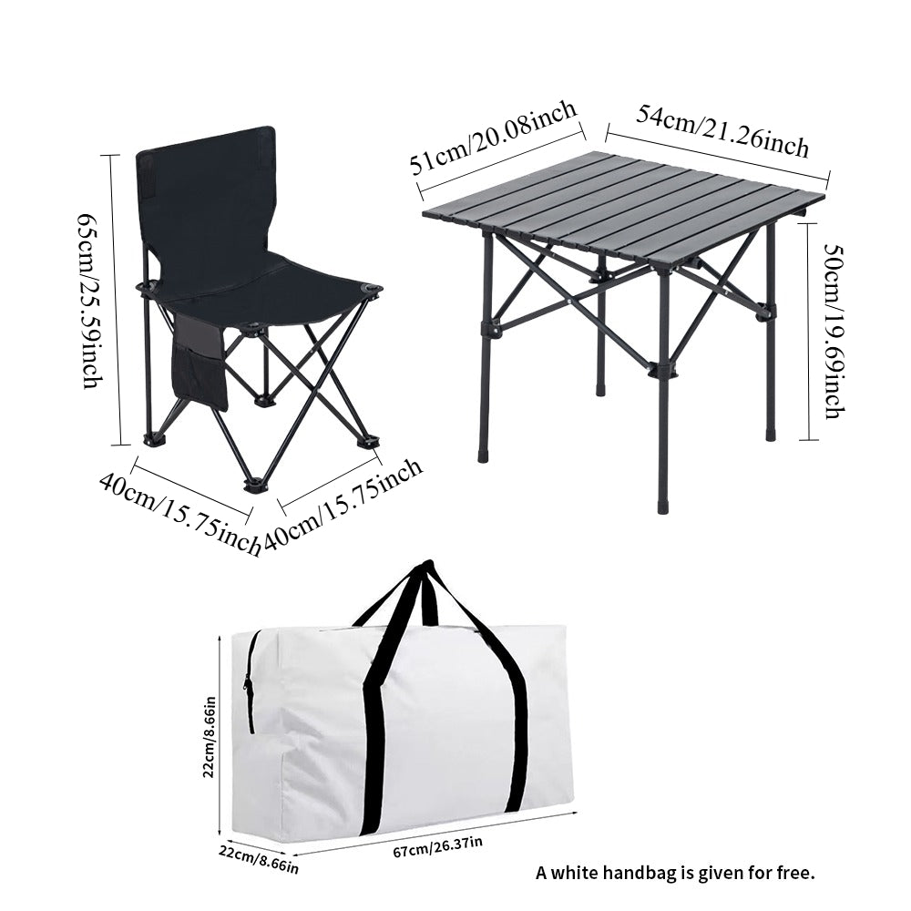 3 Piece Portable Folding Picnic Table with 2 Chairs,Camping Table and Chairs Set,for Backyard Beach Tailgate, Lightweight Outdoor Furniture