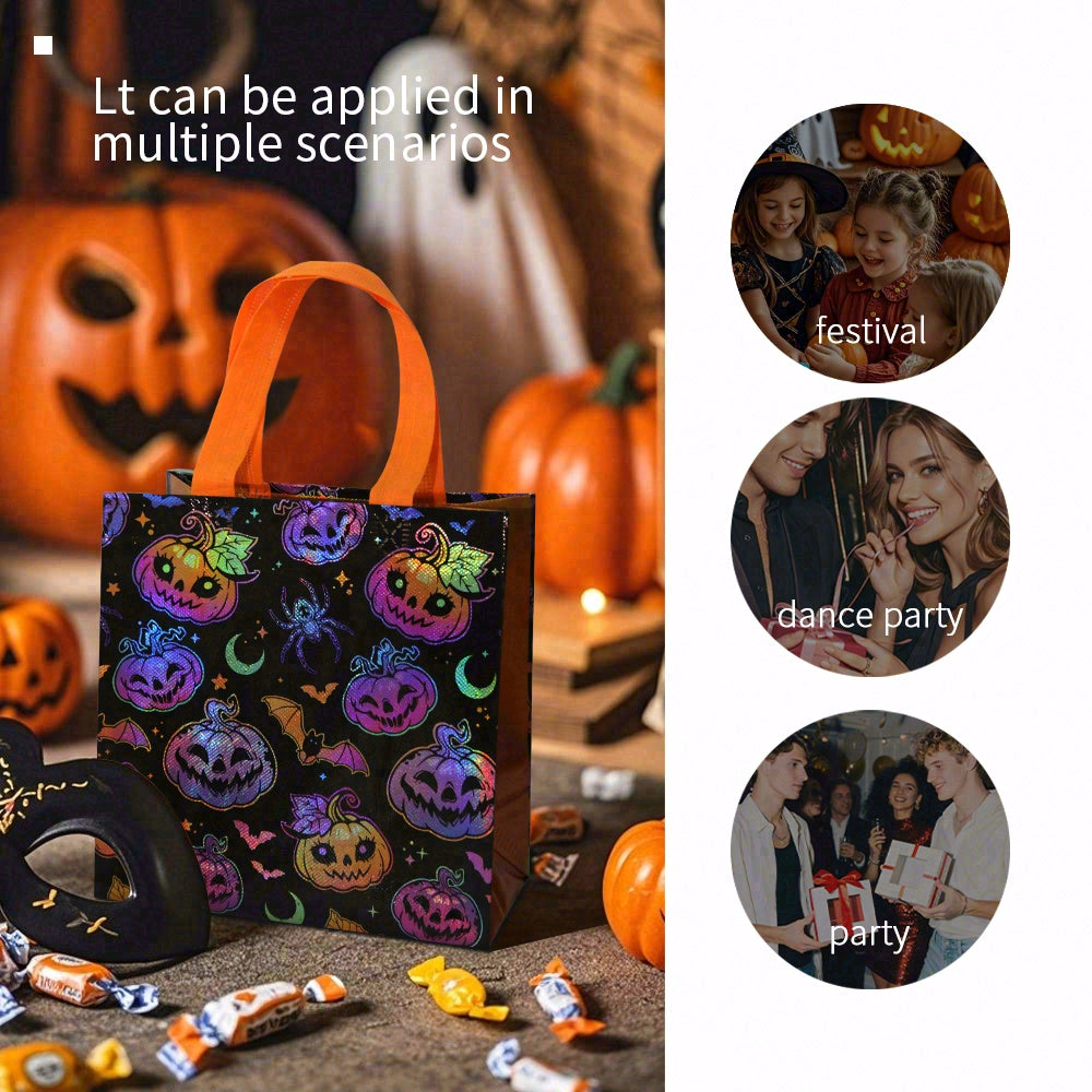 16/32pcs Halloween Party Favor Bags, Reusable Trick or Treat Tote Bags for Kids, Assorted Pumpkin Ghost Bat Designs