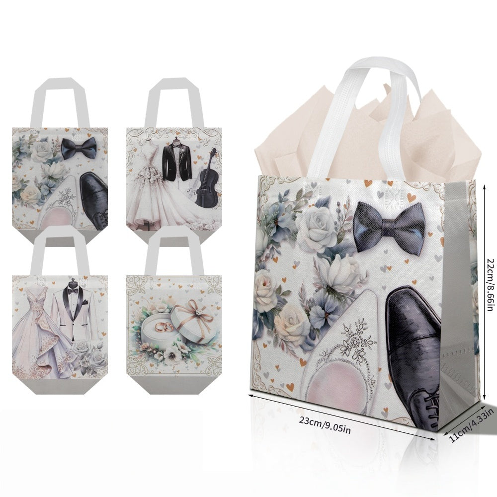 20/40pcs Elegant Wedding Gift Bags, Wedding Dress & Tuxedo Theme Favor Bags for Bridal Shower Party