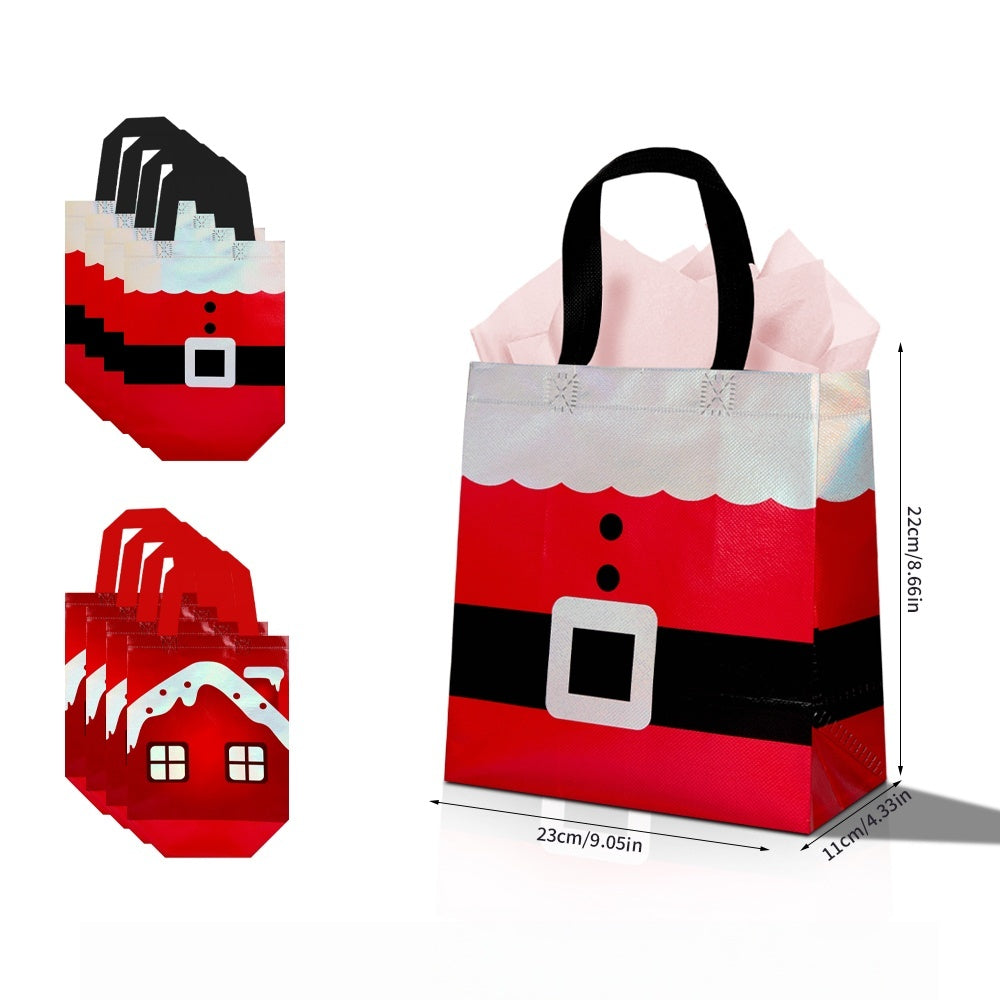 16/32pcs Christmas Gift Bags with Handles, Santa Claus Non Woven Tote Bags for Holiday Party Favors, Candy, Stocking Stuffers, Christmas Decorations