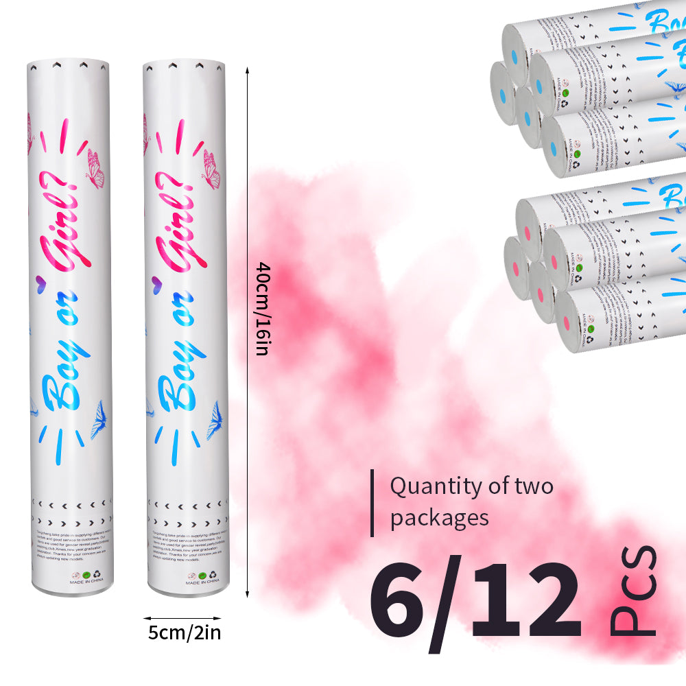 6/12pcs Gender Reveal Confetti Cannons, Pink and Blue Boy or Girl Party Poppers for Baby Shower Reveal Party Supplies, Fun Celebration Favors