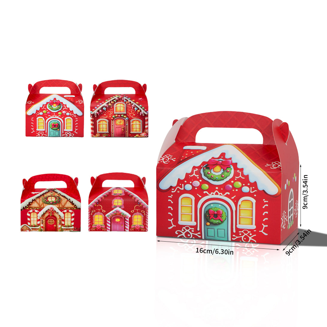 16/32pcs Christmas Gingerbread House Gift Box,Holiday Party Favor Boxes for Candy, Cookies,Christmas Gift Packaging