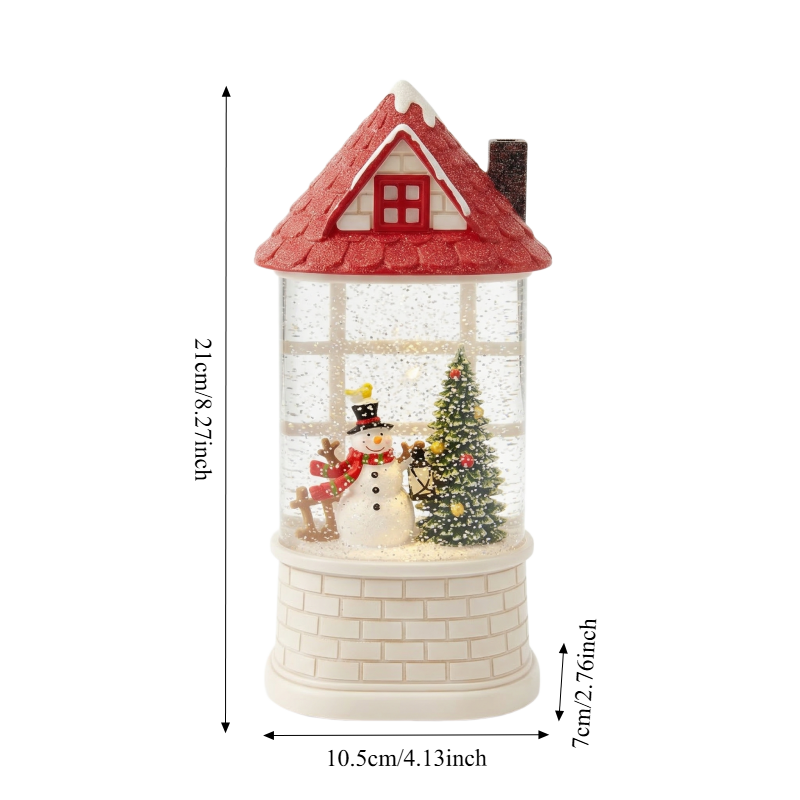 1 Piece Christmas Snow Globe House with Snowman and Tree, Lighted Indoor Holiday Decoration for Home