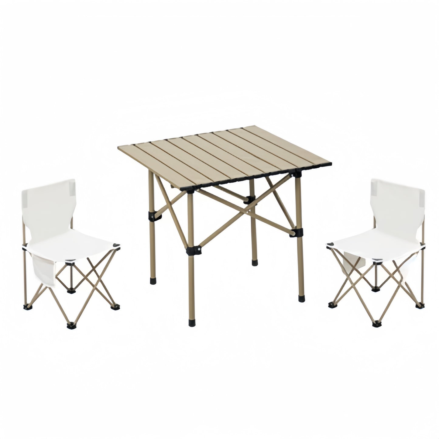 3 Piece Outdoor Folding Table and Chairs Set, Portable Camping Picnic Table with 2 Chairs, Lightweight  Patio Furniture for Backyard, Beach, BBQ (with Carry Bag)
