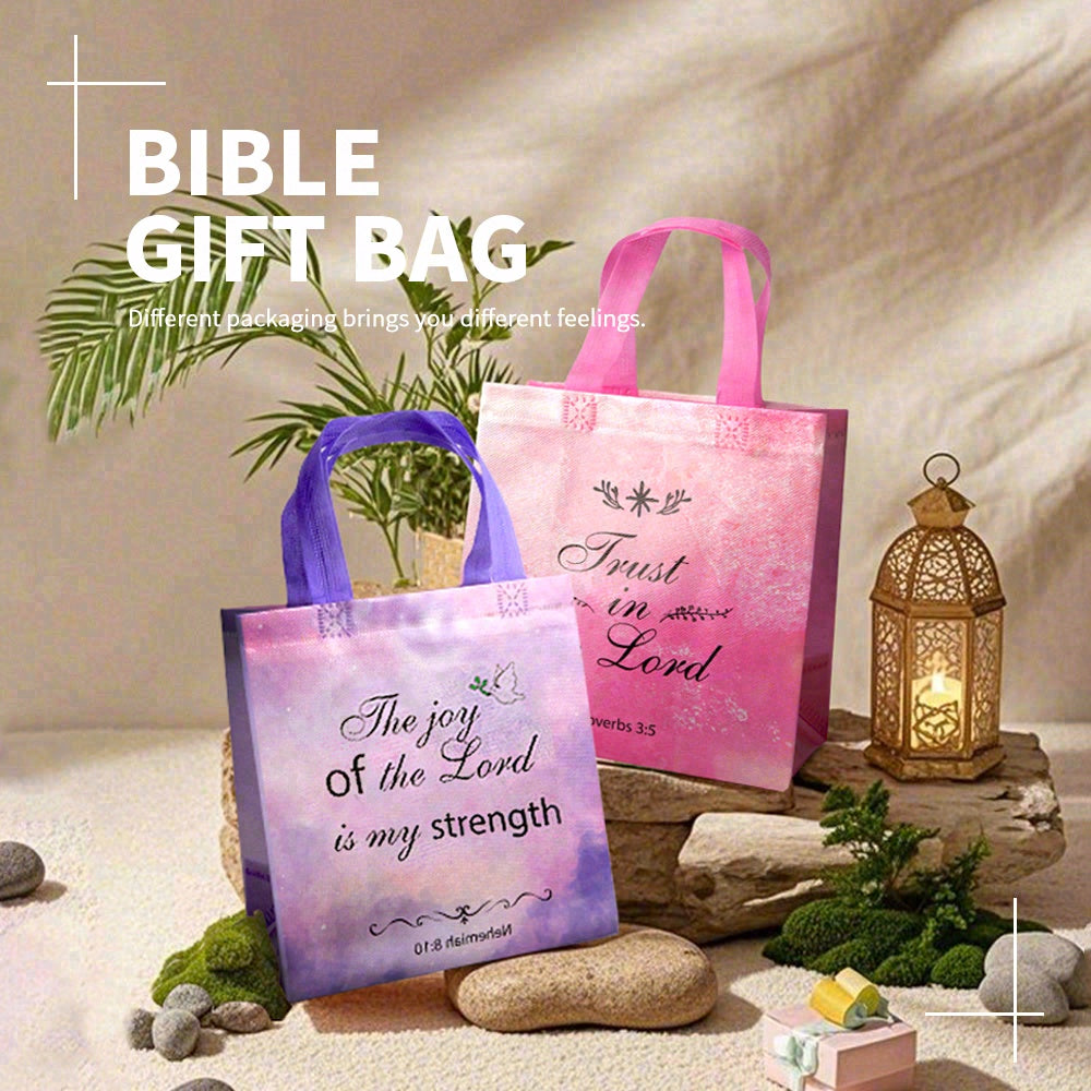 20/40pcs Christian Gift Bags with Bible Verses, Inspirational Faith Bags for Church Supplies, Party Favor Bags for Bible Study, Non Woven Tote Bags for Women
