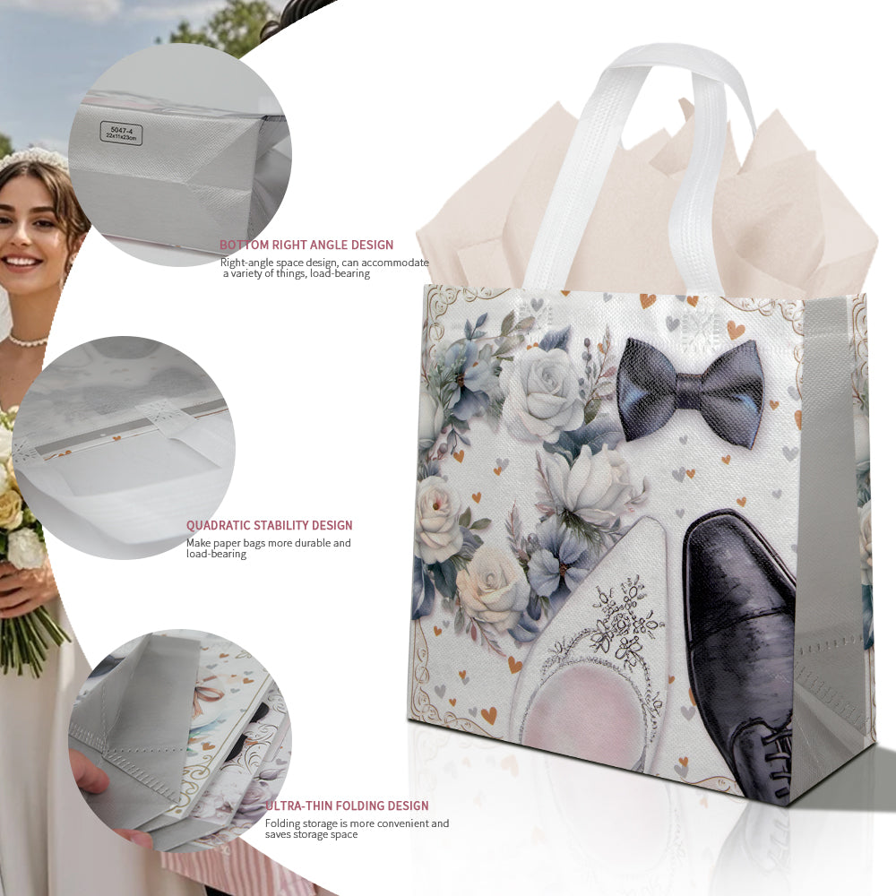 20/40pcs Elegant Wedding Gift Bags, Wedding Dress & Tuxedo Theme Favor Bags for Bridal Shower Party